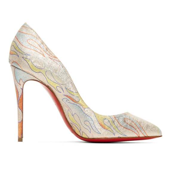 Christian Louboutin Pigalle Follies 100 Lurex Flame Orange Red Blue Heel Pump 38 - Picture 1 of 12